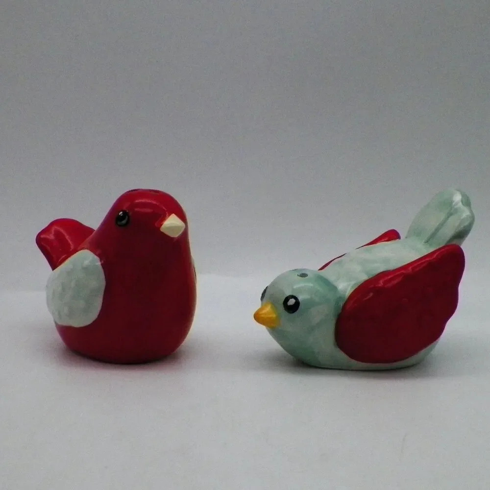 Boston Warehouse Flea Market Birds Ceramic Salt & Pepper Shaker Set Hand-Painted